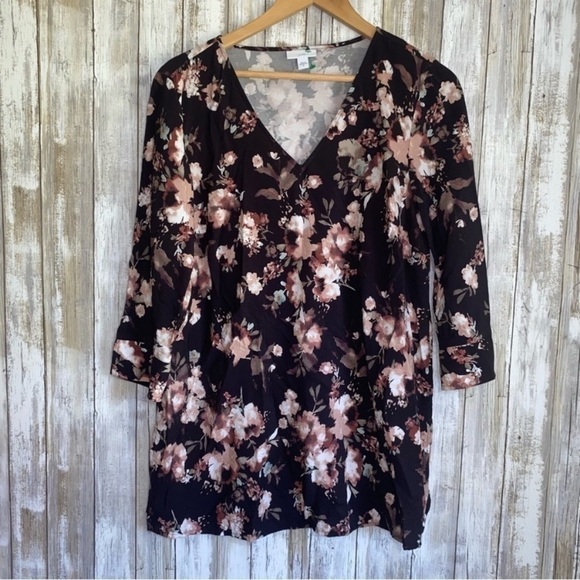 J. Jill Watercolor Black Floral Tunic - Picture 2 of 6